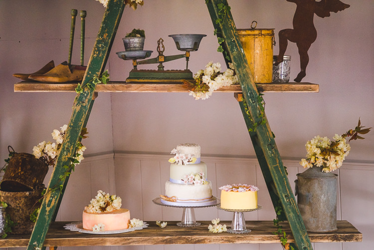 Ladder Cake Table Magical Spring Bluebell Woodland Wedding Ideas http://helinebekker.co.uk/