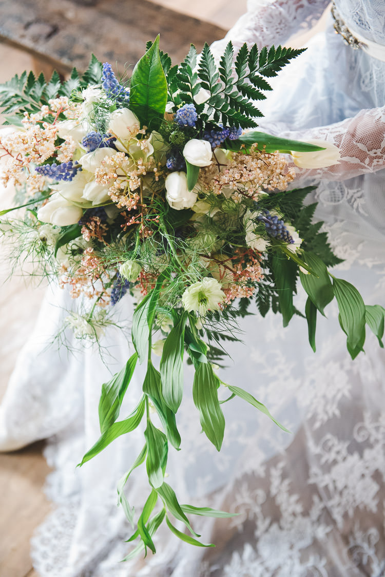 Bouquet Flowers Bride Bridal Tulip Fern Greenery Magical Spring Bluebell Woodland Wedding Ideas http://helinebekker.co.uk/