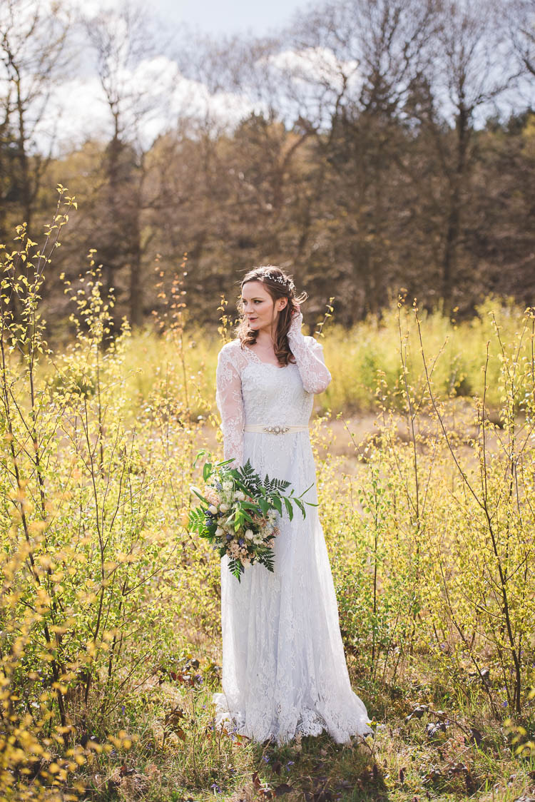Katya Katya Shehurina Blue Lace Dress Sleeves Magical Spring Bluebell Woodland Wedding Ideas http://helinebekker.co.uk/