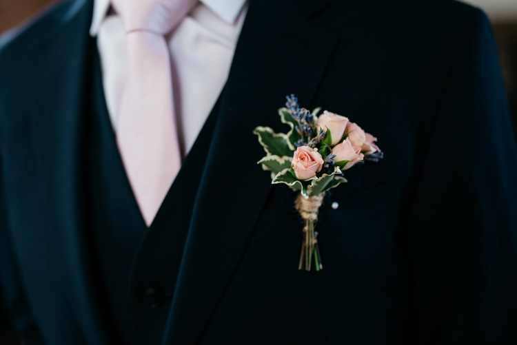 Pink Rose Buttonhole Groom Rustic Woodland Modern Wedding http://www.jennymacare.com/