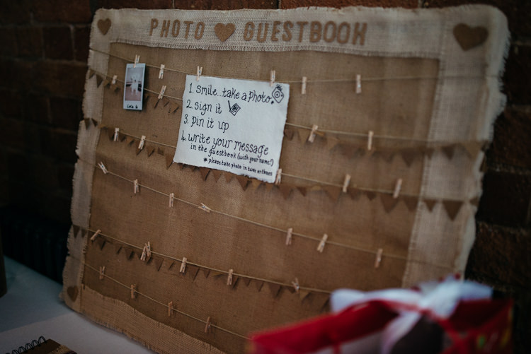 Photo Guest Book Pegs Hessian Burlap Rustic Woodland Modern Wedding http://www.jennymacare.com/
