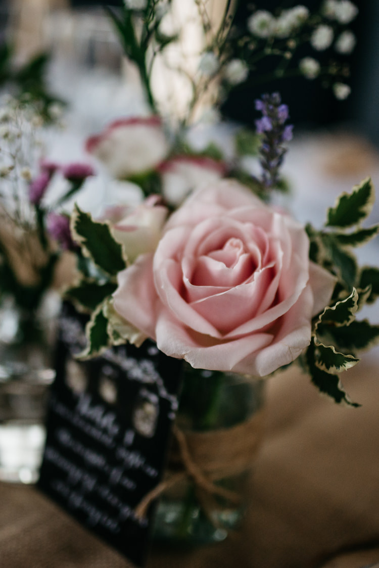 Rose Flowers Pink Jars Decor Rustic Woodland Modern Wedding http://www.jennymacare.com/