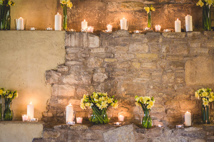 Ceremony Daffodils Candlelit Quirky Springtime Easter Wedding https://www.katejacksonphotography.co.uk/