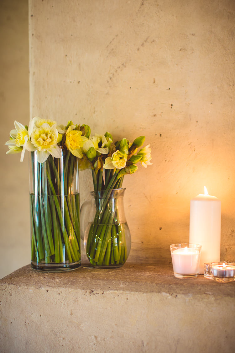 Ceremony Daffodils Candlelit Quirky Springtime Easter Wedding https://www.katejacksonphotography.co.uk/