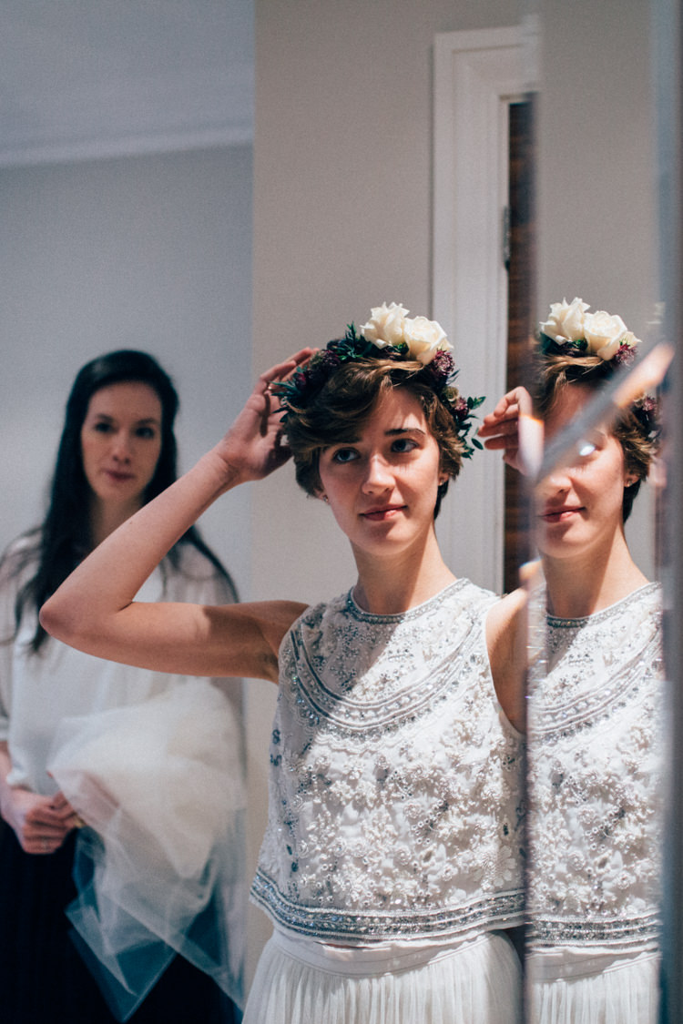Flower Crown Needle & Thread Heartwarming Festive Winter Wedding http://www.nikkivandermolen.com/