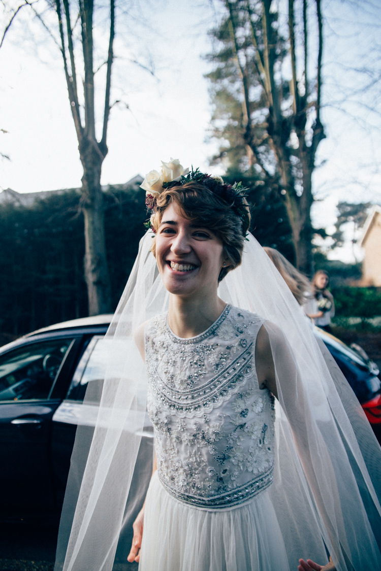 Needle & Thread Separates Flower Crown Bridal Veil Heartwarming Festive Winter Wedding http://www.nikkivandermolen.com/