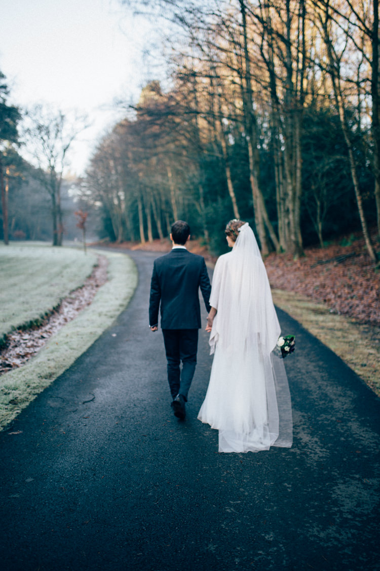 Needle & Thread Separates Bridal Veil DKNY Suit Heartwarming Festive Winter Wedding http://www.nikkivandermolen.com/ 