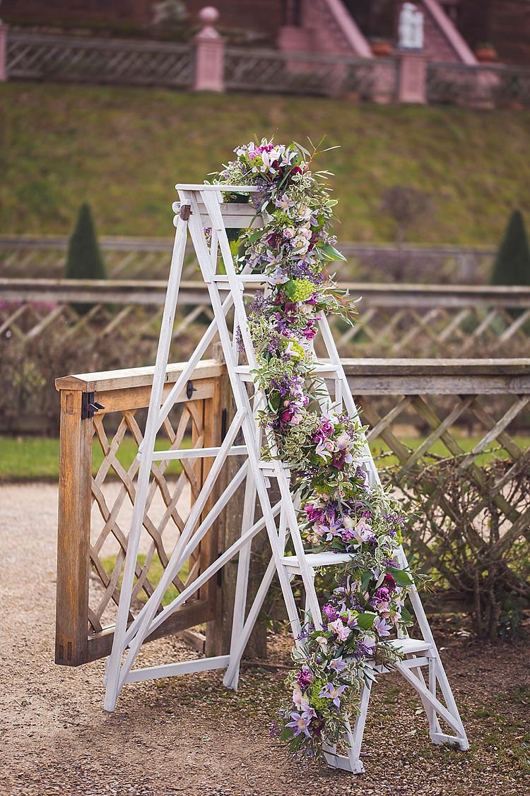 Ladder Decor Flowers Purple Lilac White Violet Spring Luxe Wedding Ideas http://www.katieingram.co.uk/