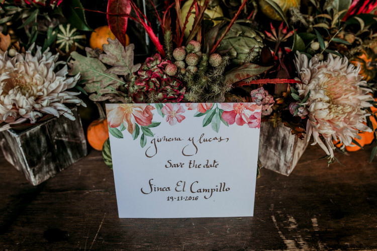 Reception Table Setting Fresh Flowers Pumpkins Calligraphy Stationery From Dawn To Eternity Autumnal Wedding Ideas http://www.nataliaibarra.com