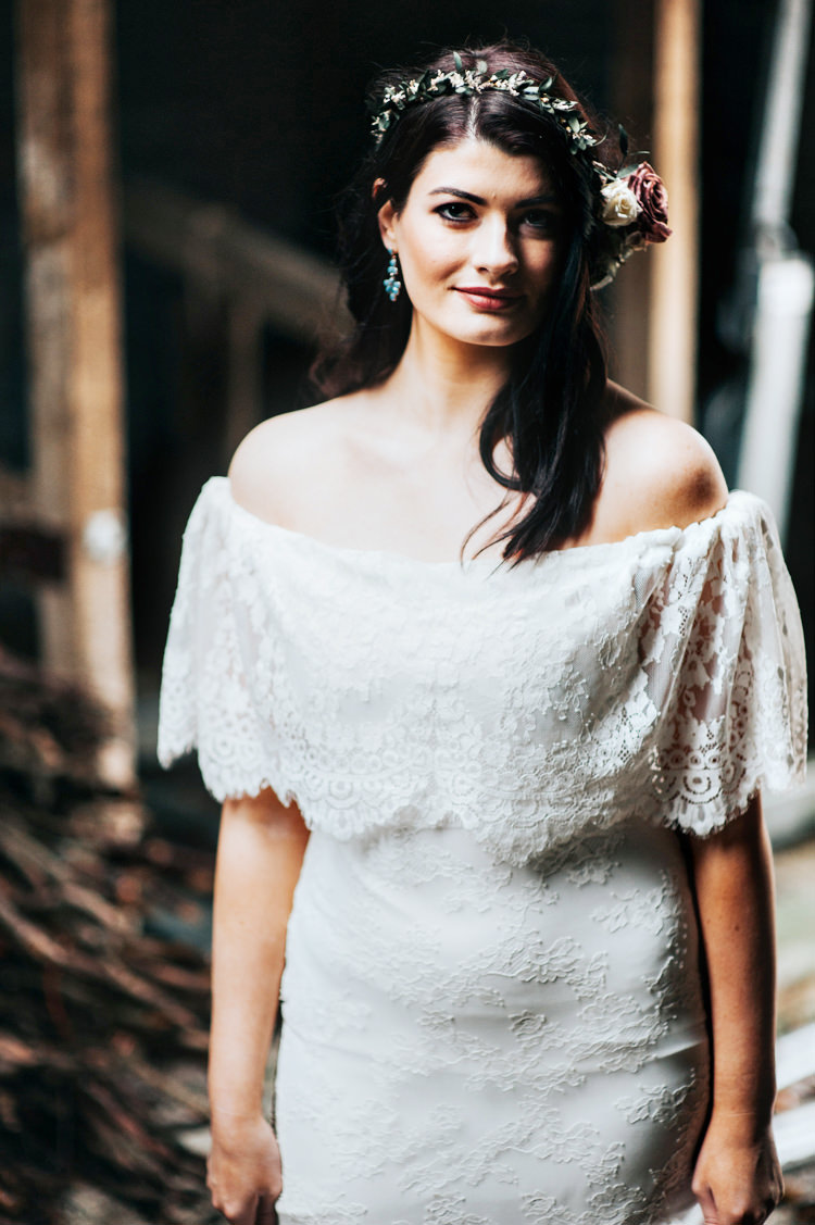 Off The Shoulder Bardot Dress Gown Bride Bridal Bohemian Mermaid Wedding Ideas https://www.elizaclaire.com/