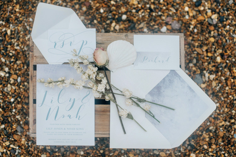Stationery Seaside Sea Blue Bohemian Mermaid Wedding Ideas https://www.elizaclaire.com/