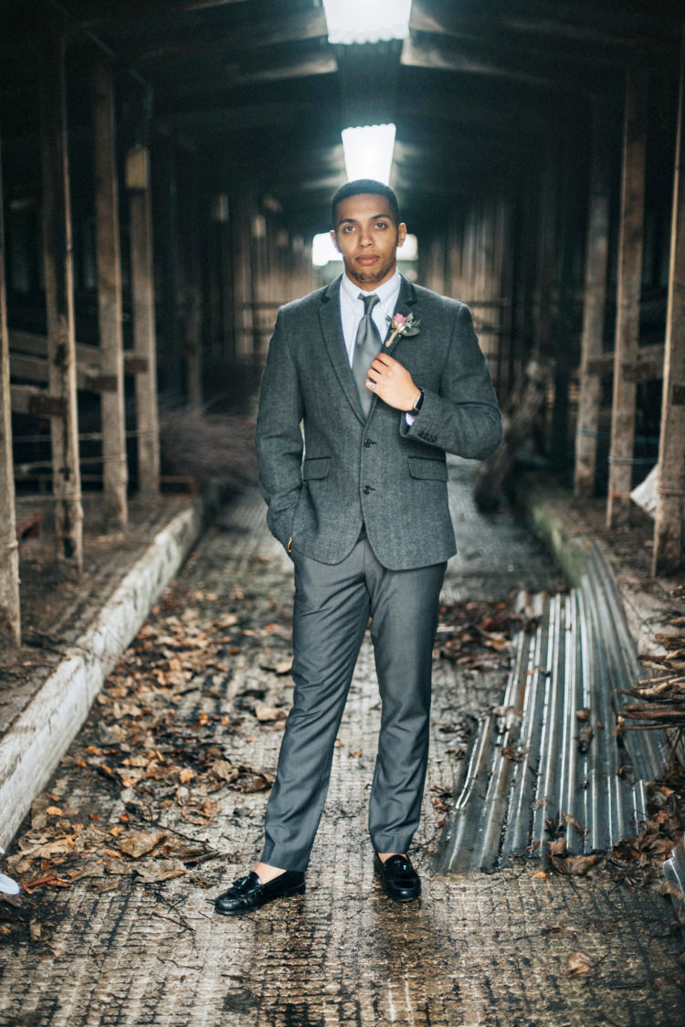 Groom Grey Suit Tie Loafers Bohemian Mermaid Wedding Ideas https://www.elizaclaire.com/