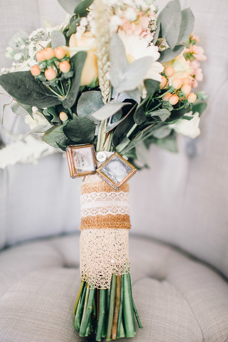 Hessian Burlap Lace Locket Bouquet Wrap Flowers Bride Bridal Classic Rustic Home Made Country Wedding http://www.jessicareeve-photography.com/