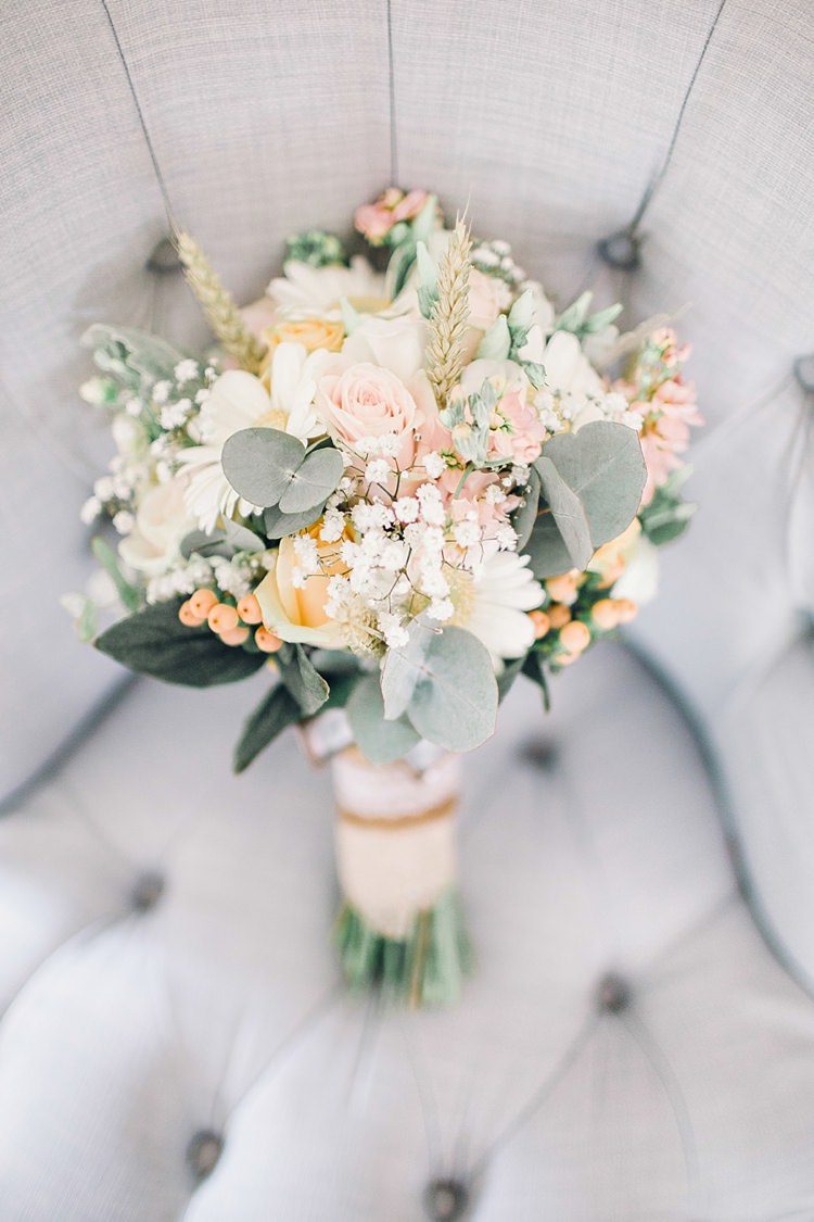 Bouquet Flowers Pastel Pink Cream Roses Bride Bridal Classic Rustic Home Made Country Wedding http://www.jessicareeve-photography.com/