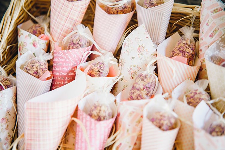Petal Confetti Cones Classic Rustic Home Made Country Wedding http://www.jessicareeve-photography.com/