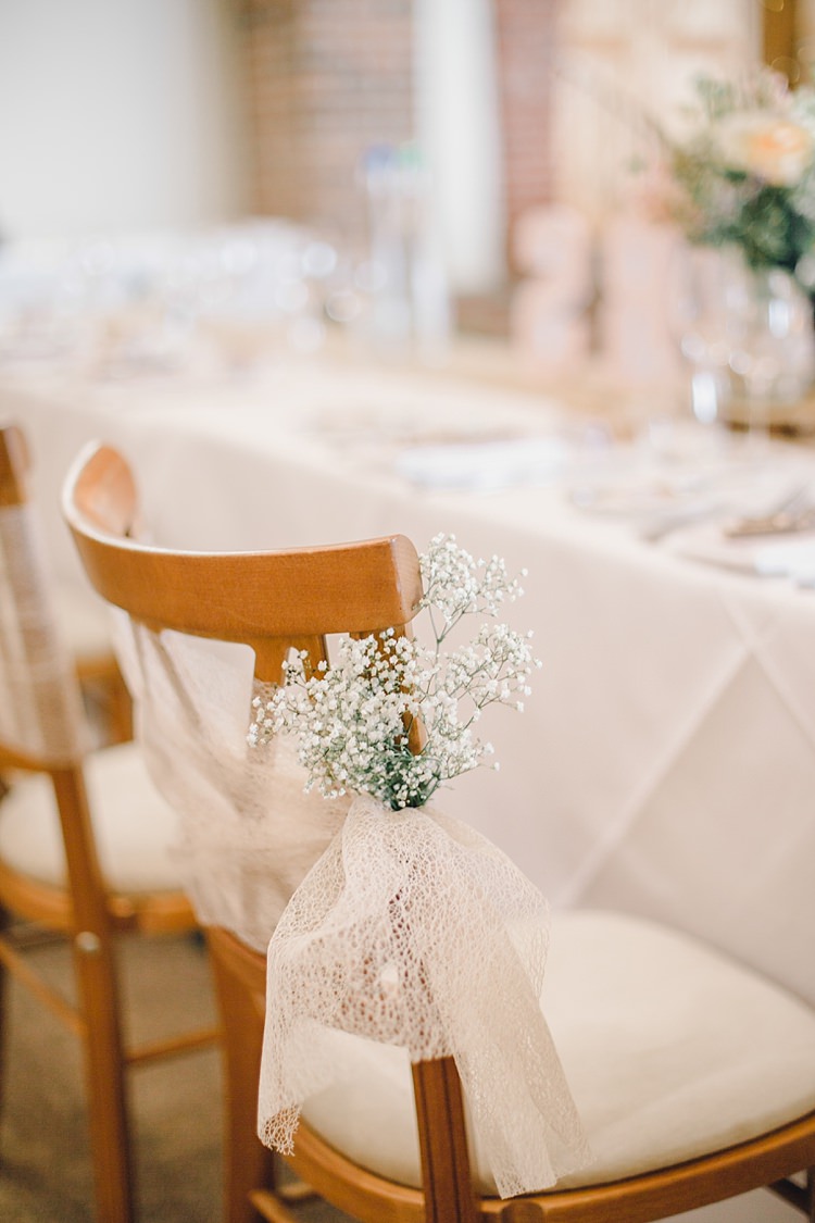 Gyp Gypsophila Baby Breath Pew End Chair Decor Bows Classic Rustic Home Made Country Wedding http://www.jessicareeve-photography.com/