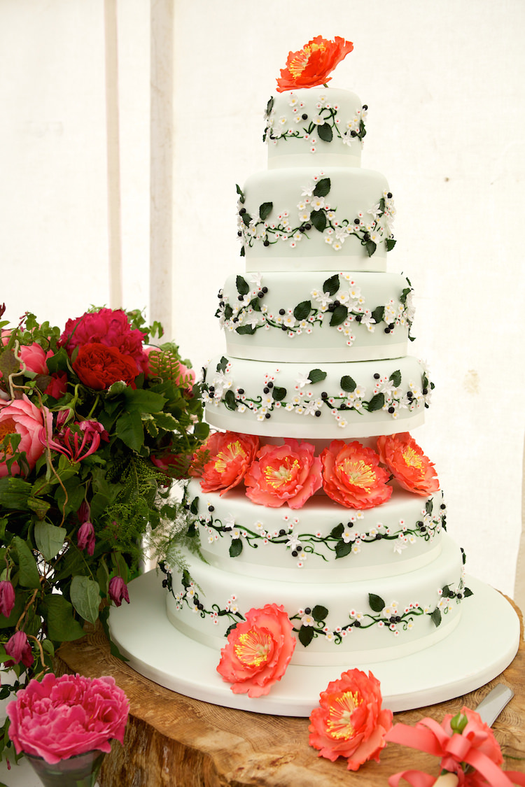 Tall Cake Peonies Floral Artistic Farm Wedding http://elizabetharmitage.com/