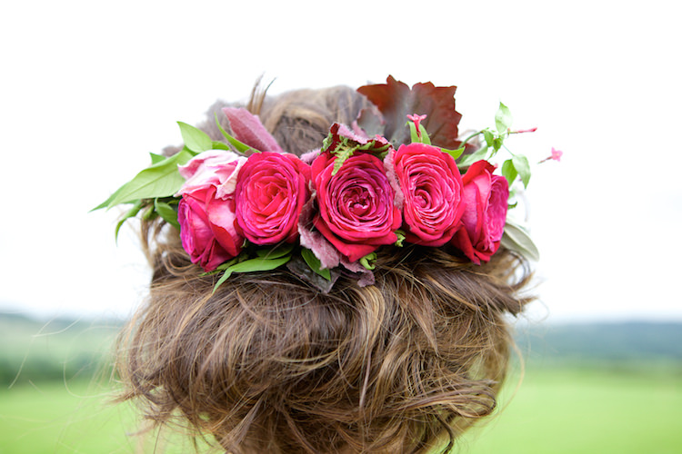 Roses Flowers Hair Bride Bridal Floral Artistic Farm Wedding http://elizabetharmitage.com/