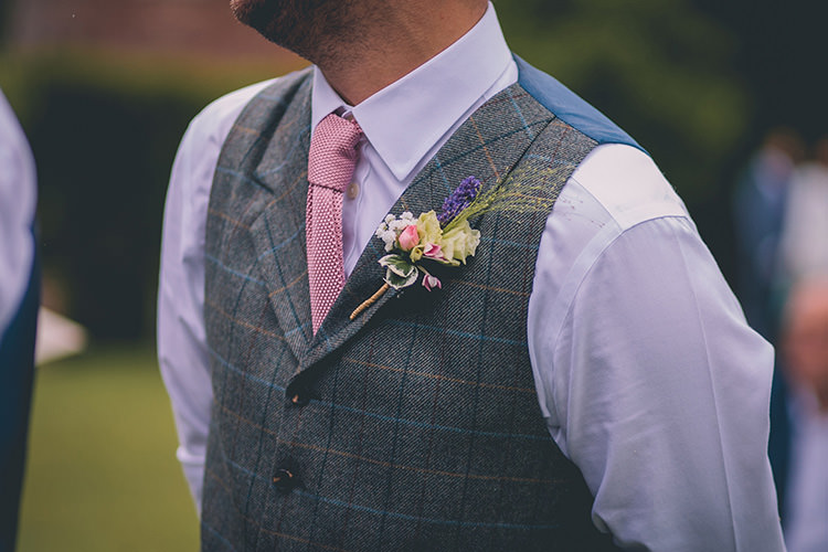 Buttonhole Groom Pink Green Homespun Fun Country Barn Wedding http://storyandcolour.co.uk/