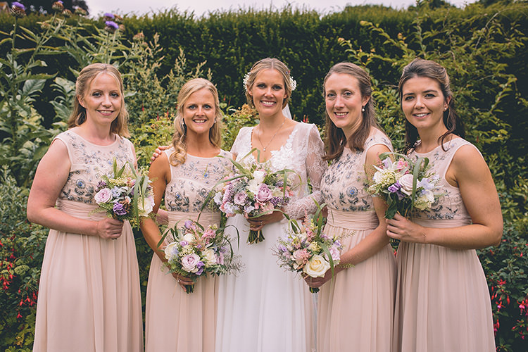 Long Blush Bridesmaid Dresses Jenny Packham Homespun Fun Country Barn Wedding http://storyandcolour.co.uk/
