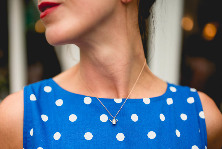 Watering Can Necklace Bridesmaid Gift Fun Quirky 1950s Wedding http://www.lisacarpenterphotos.com/