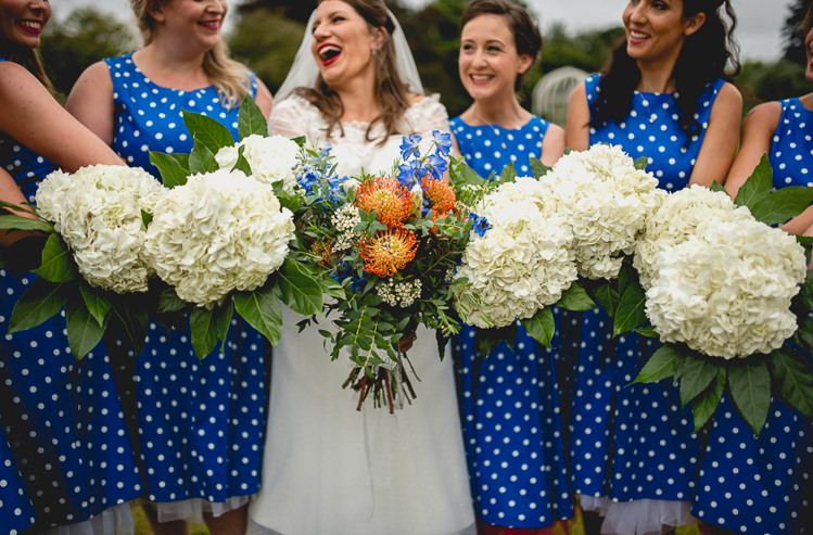 Hydrangea Bouquets Bridesmaids Bride Bridal Flowers Fun Quirky 1950s Wedding http://www.lisacarpenterphotos.com/