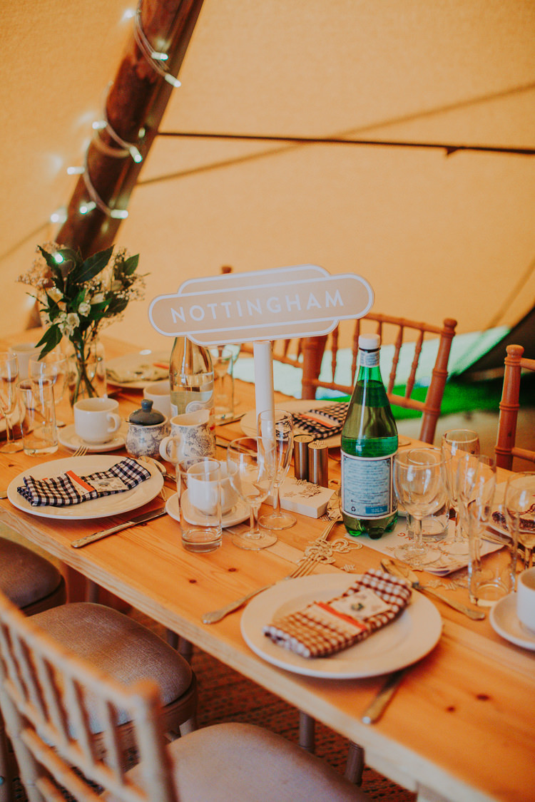 Train Station Table Names Rustic Decor Autumn Weekend Extravaganza Tipi Wedding http://bloomweddings.co.uk/