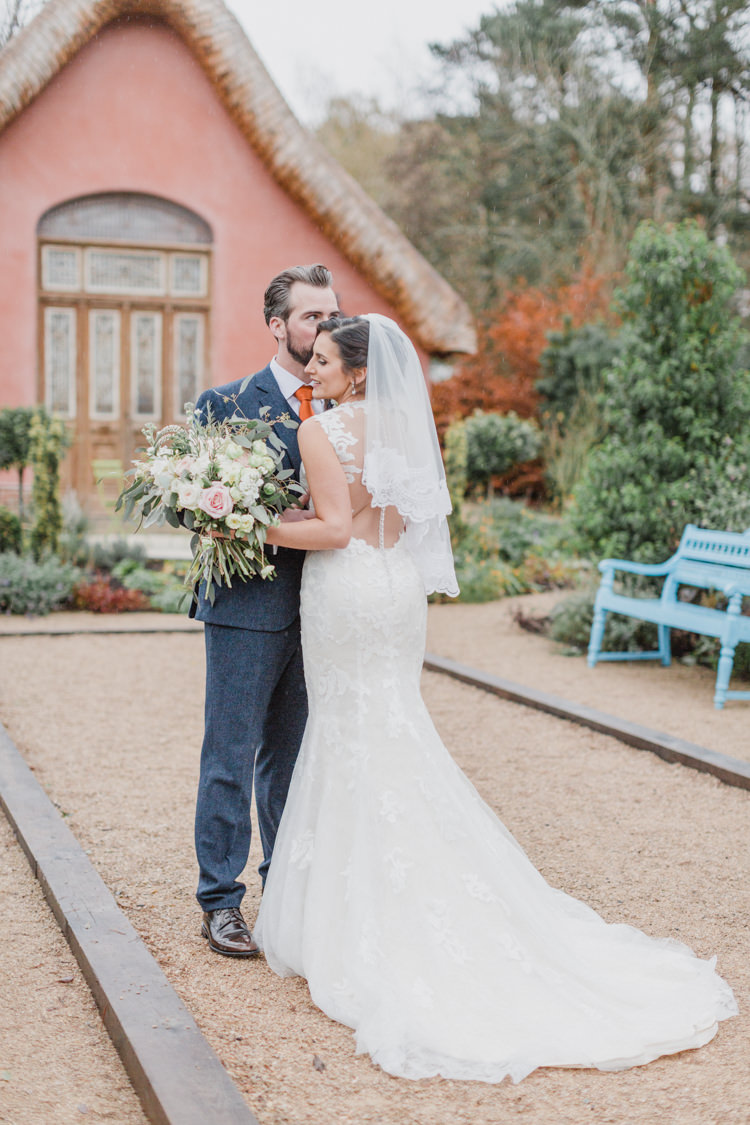 Lace Illusion Back Dress Gown Bride Bridal Train Benjamin Roberts Whimsical Elegant Classic Wedding http://katymelling.com/