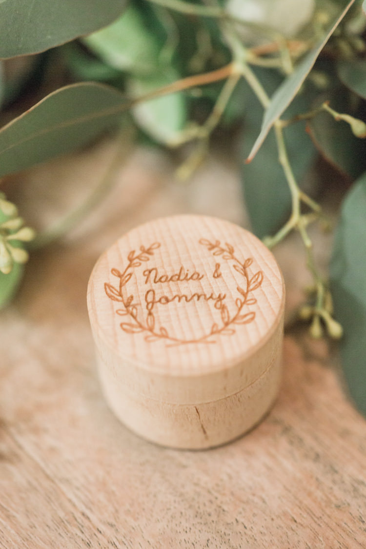 Engraved Wooden Ring Box Whimsical Elegant Classic Wedding http://katymelling.com/