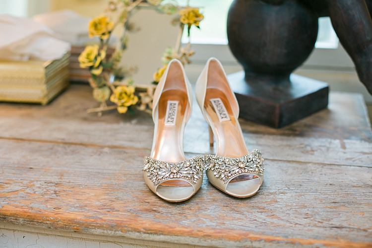 Bride Badgley Mischka Crystal High Heels Bridal Accessories Flower Farm Outdoor Wedding Minnesota http://eileenkphoto.com/
