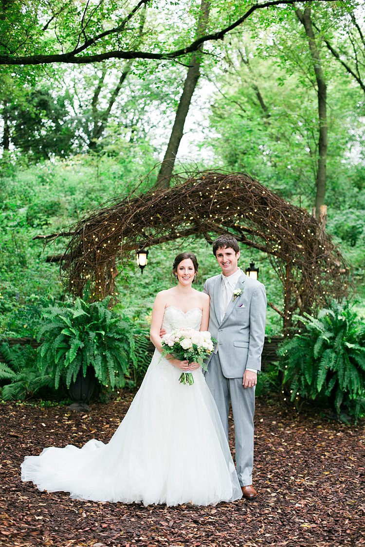 Bride Embellished Strapless Bridal Gown Bouquet Pale Pink White Roses Groom Light Grey Suit Tan Shoes Flower Farm Outdoor Wedding Minnesota http://eileenkphoto.com/