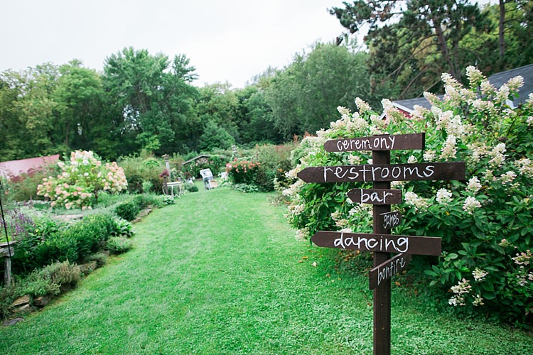 Outdoor Ceremony Location Handwritten Direction Sign Flower Farm Outdoor Wedding Minnesota http://eileenkphoto.com/