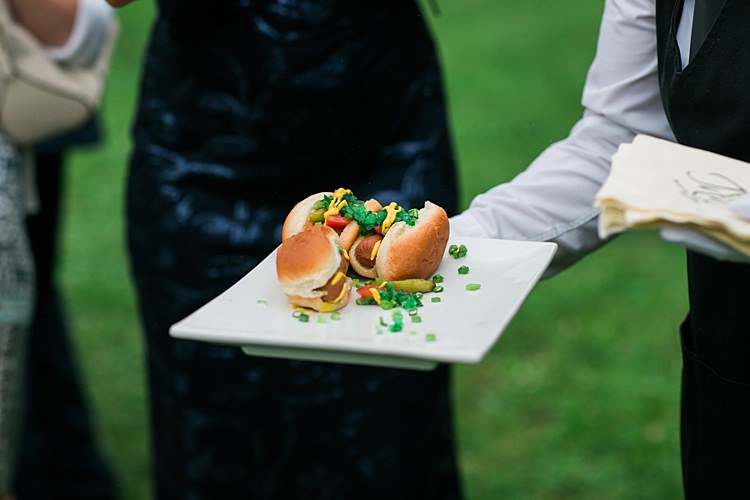 Reception Gourmet Hotdogs Guests Flower Farm Outdoor Wedding Minnesota http://eileenkphoto.com/
