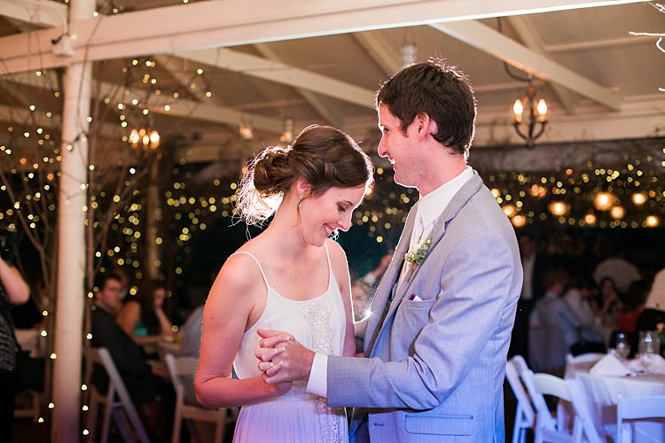 Reception Bride White Dress Groom Light Grey Suit Dancing Fairy Lights Guests Flower Farm Outdoor Wedding Minnesota http://eileenkphoto.com/