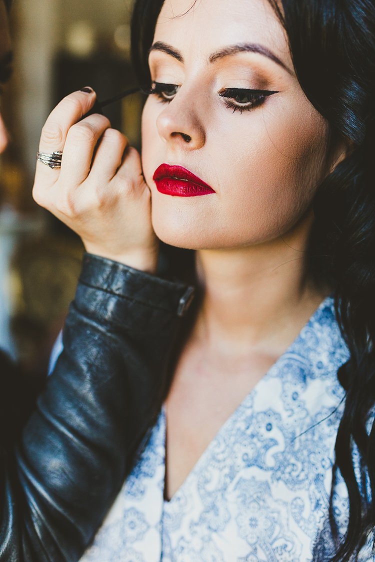 Bride Bridal Make Up Red Lips Glamorous Gatsby City Hall Wedding http://www.emmakenny.com/ 