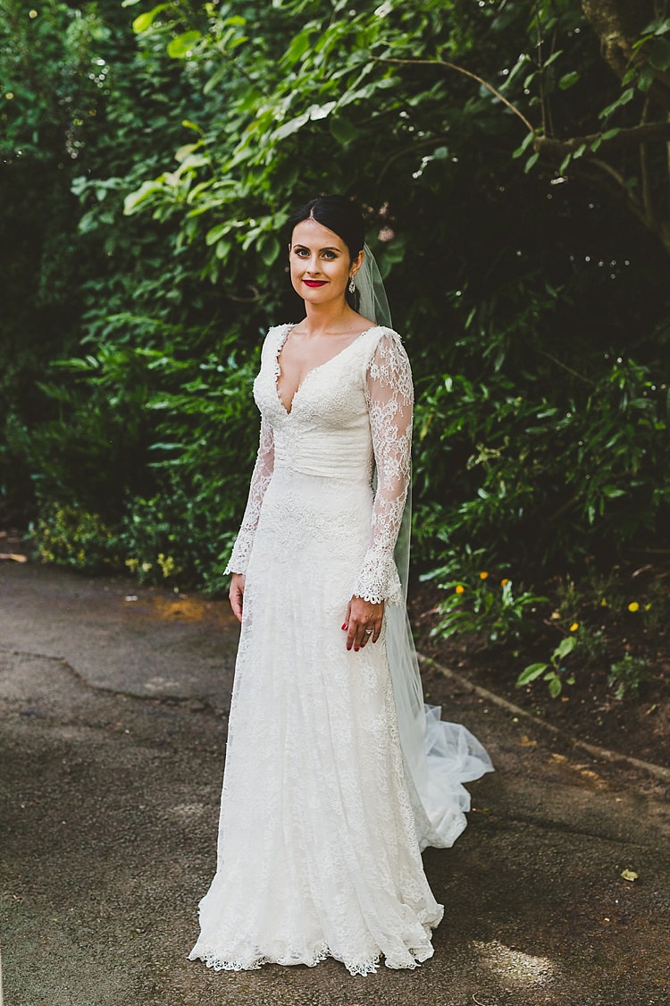 Lace Sleeves Dress Gown Bride Bridal Modeca Glamorous Gatsby City Hall Wedding http://www.emmakenny.com/ 