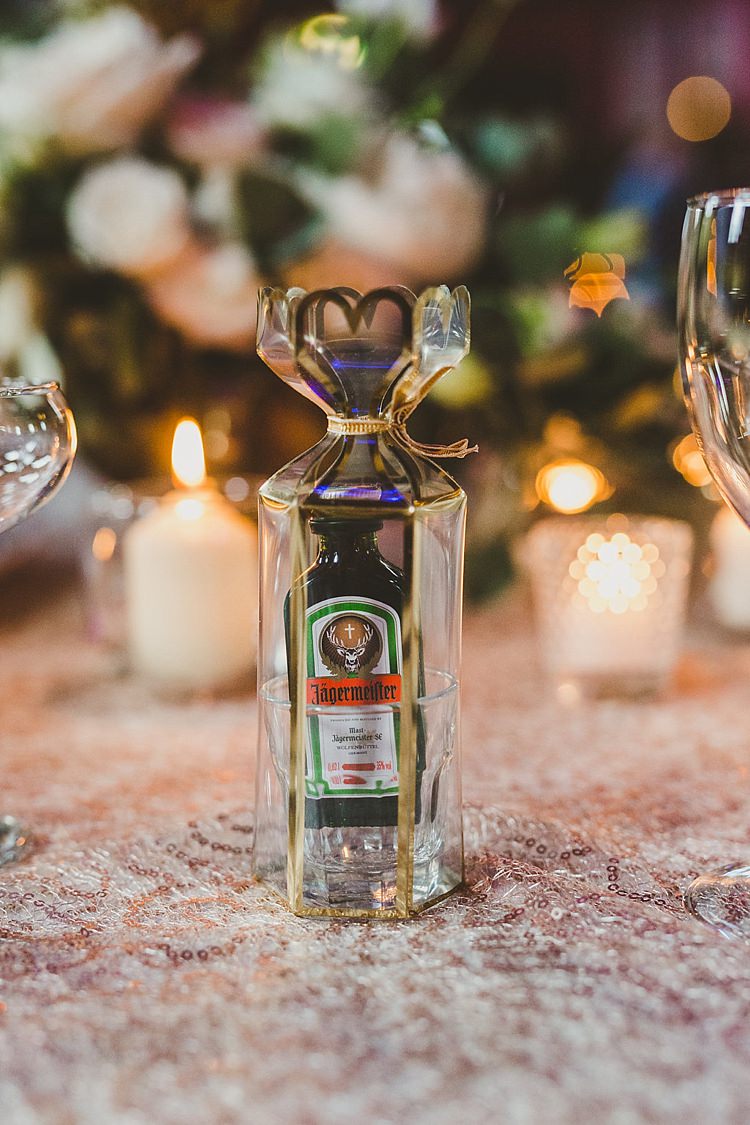 Shot Favours Drink Mini Bottle Glamorous Gatsby City Hall Wedding http://www.emmakenny.com/