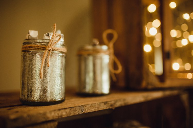 Glitter Jar Decor Twine Simple Rustic Cosy Winter Wedding http://aniaames.co.uk/