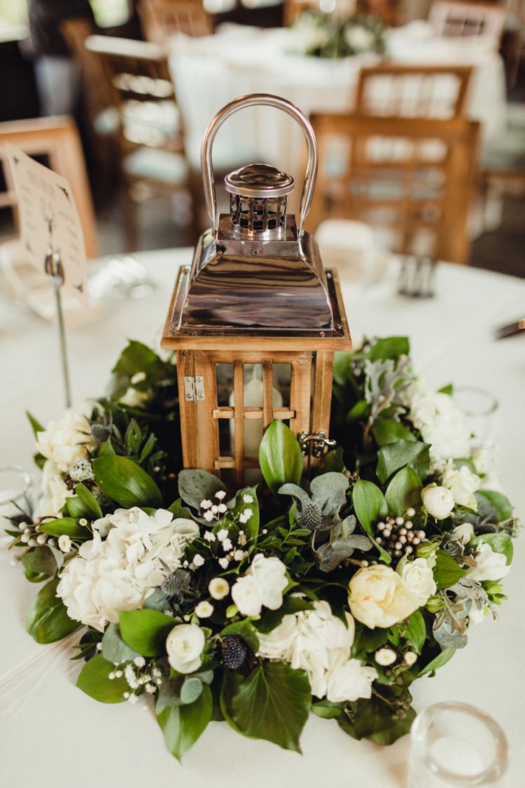 Lantern Candle Flowers Decor Table Centrepiece Simple Rustic Cosy Winter Wedding http://aniaames.co.uk/