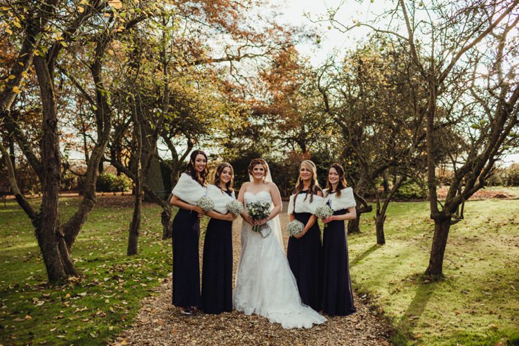 Long Navy Bridesmaid Dresses Shrug Simple Rustic Cosy Winter Wedding http://aniaames.co.uk/