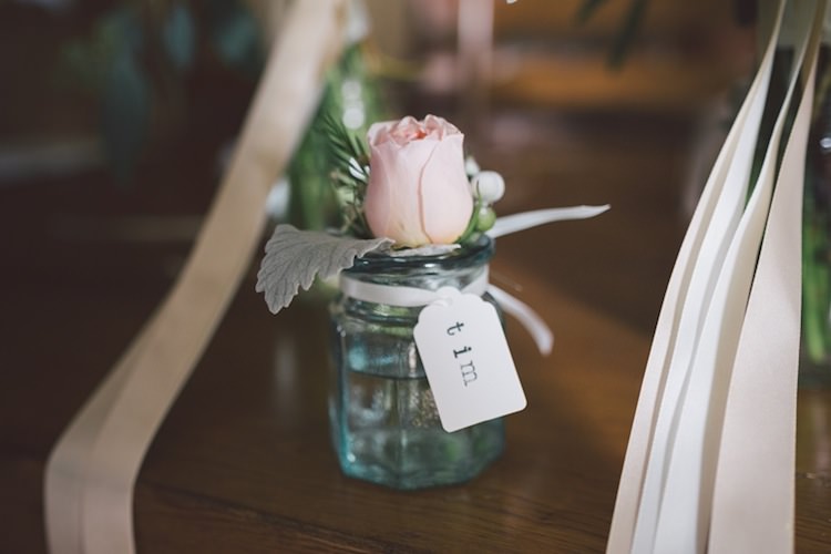 Buttonhole Groomsmen Pink Rose Light Pretty Summer Barn Wedding http://www.koweddings.com/