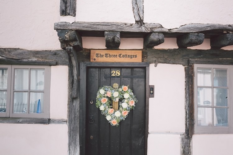 Heart Flower Wreath Door Light Pretty Summer Barn Wedding http://www.koweddings.com/