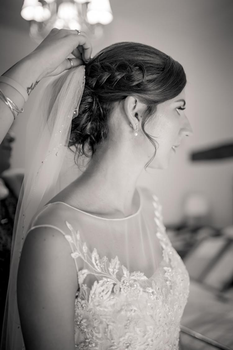 Hair Bride Bridal Plait Braid Veil Accessory Light Pretty Summer Barn Wedding http://www.koweddings.com/