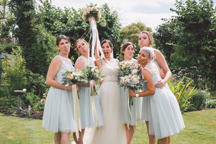 Short Pale Blue Green Bridesmaid Dresses Light Pretty Summer Barn Wedding http://www.koweddings.com/