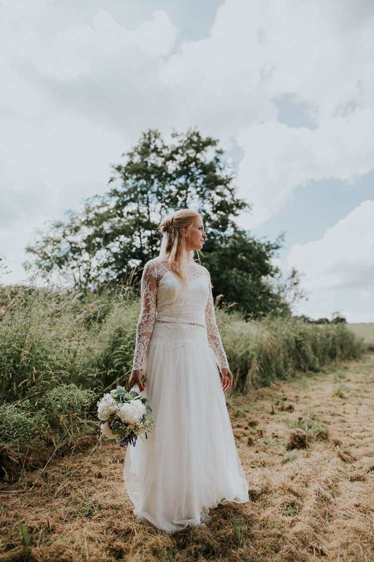 Silk Lace Dress Gown Bride Bridal Sleeves Dana Bolton Woodland Countryside Camp Wedding http://www.joannanicolephotography.com/