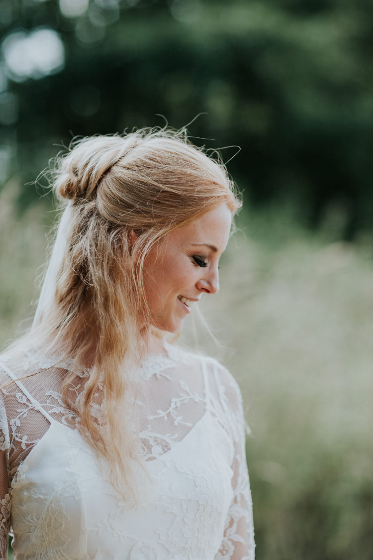 Hair Bride Bridal Style Half Up Down Woodland Countryside Camp Wedding http://www.joannanicolephotography.com/