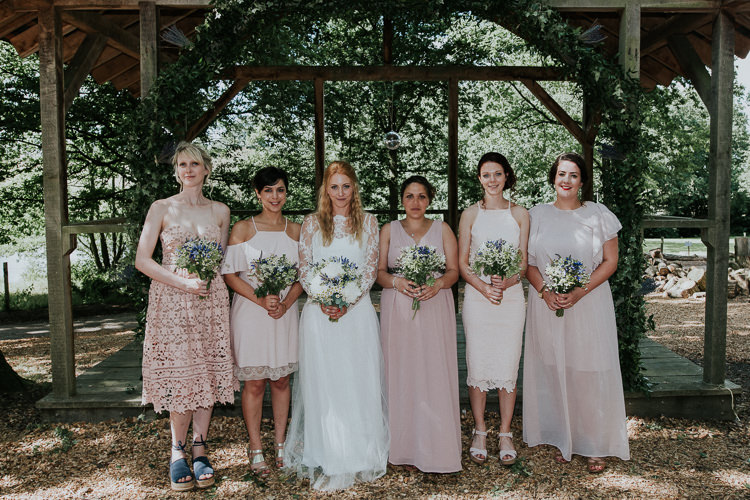 Mismatched Pink Bridesmaid Dresses Woodland Countryside Camp Wedding http://www.joannanicolephotography.com/