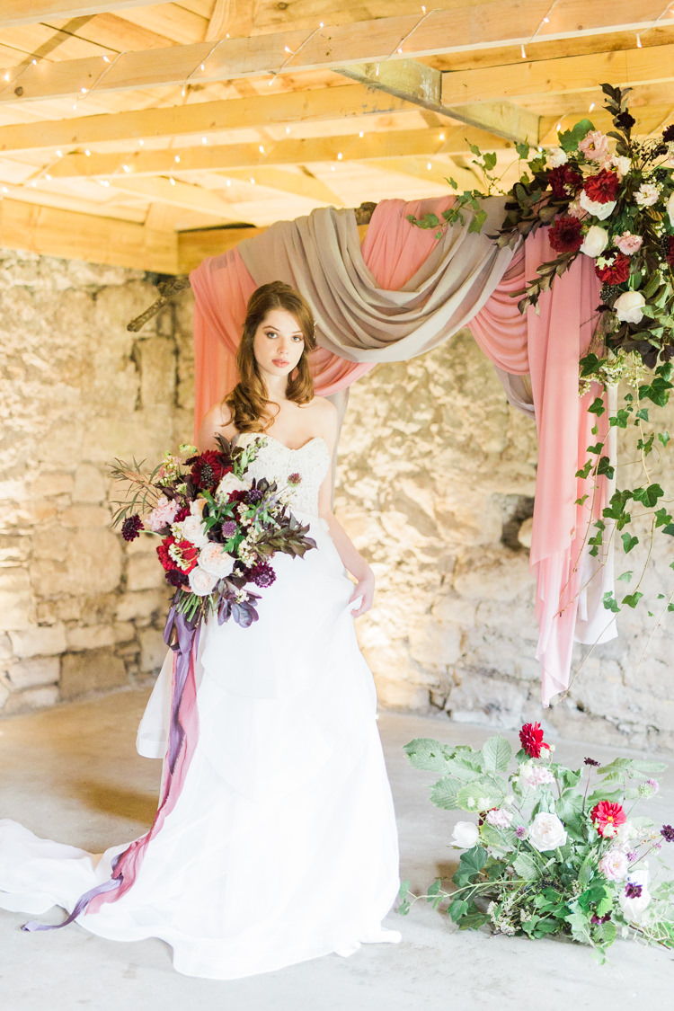 Strapless Dress Gown Bride Bridal Backdrop Dreamy Luxe Autumn Wedding Ideas http://suzanneli.co.uk/