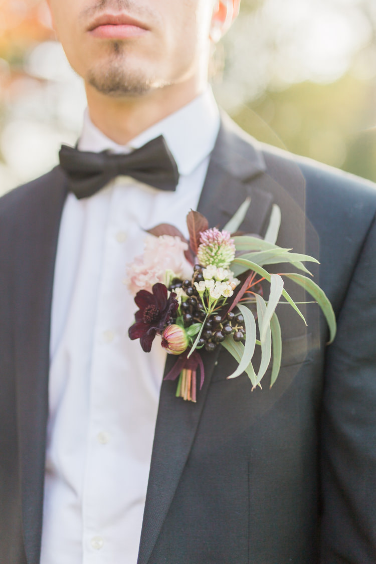 Large Buttonhole Groom Berries Burgundy Dreamy Luxe Autumn Wedding Ideas http://suzanneli.co.uk/