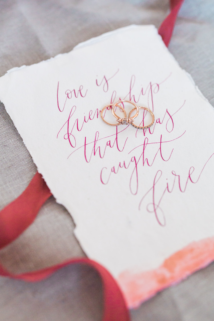 Rose Gold Rings Engagement Band Calligraphy Stationery Dreamy Luxe Autumn Wedding Ideas http://suzanneli.co.uk/